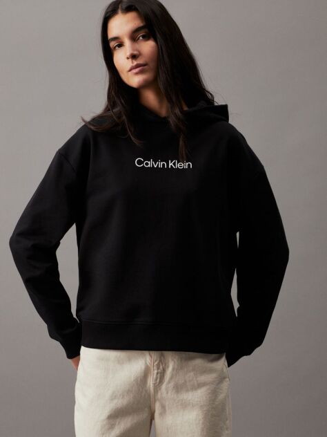 Μαύρο Hoodie Με Λογότυπο Από Βαμβακερό Terry  Γυναίκα
