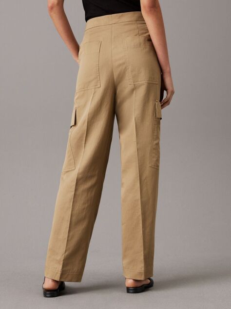 Brown Cotton Linen Cargo Pants  Women