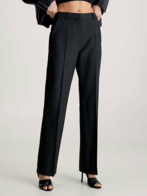 Black Essential Slim Straight Pants  Women