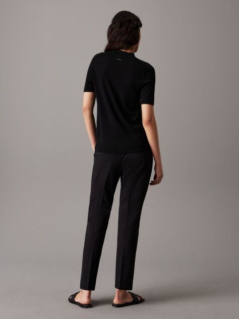 Black Slim Cotton Stretch Trousers  Women