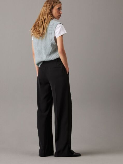 Black Slim Wide Leg Trousers  Women