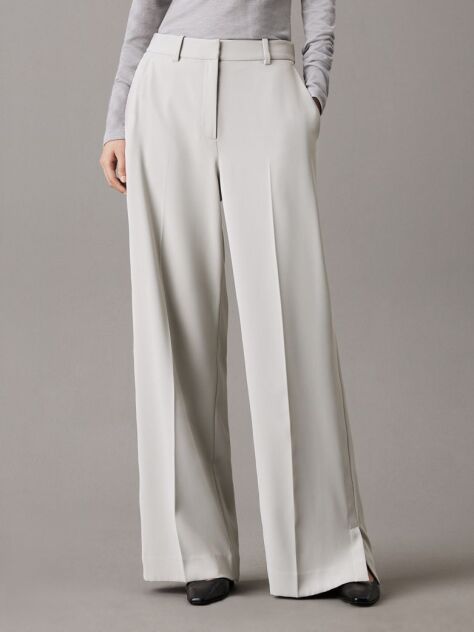 Grey Slim Wide Leg Trousers  Women
