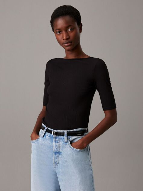 Black Skinny Modal Scoop Back Top  Women
