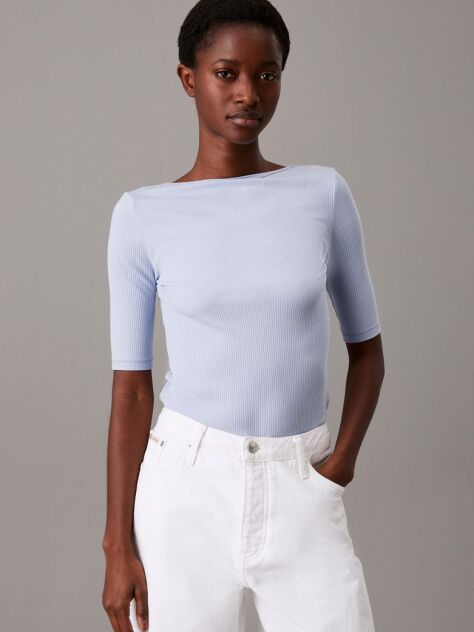 Blue Skinny Modal Scoop Back Top  Women