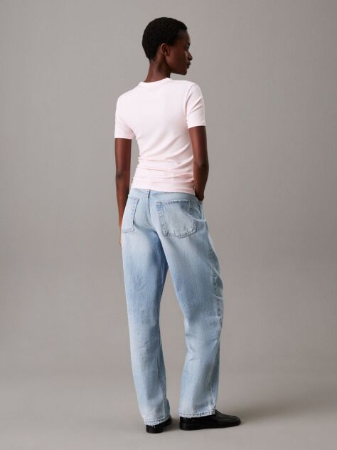 Ροζ Ριμπ T-Shirt Σε Slim Γραμμή Από Modal  Γυναίκα