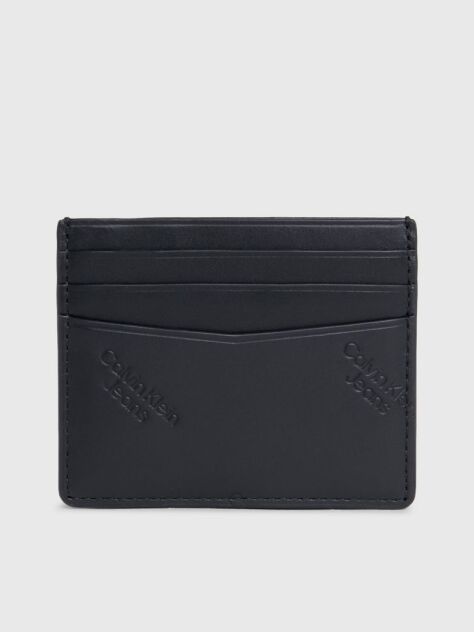 Black Leather Logo Cardholder  Men