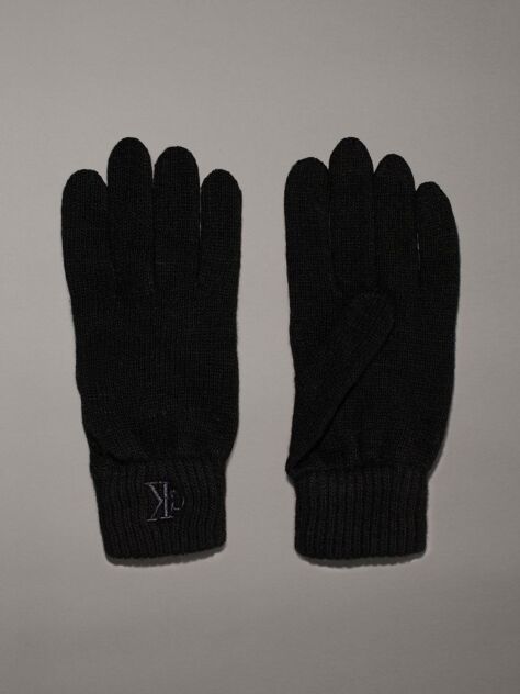 Black Wool Blend Gloves  Men