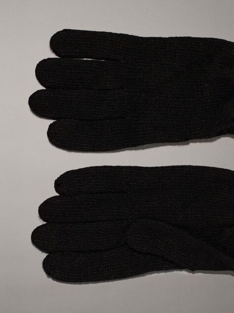 Black Wool Blend Gloves  Men