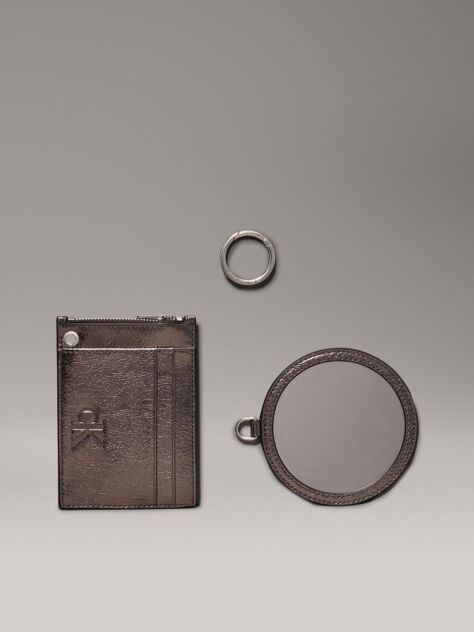 Silver Metallic Wallet and Mirror Gift Set  Women