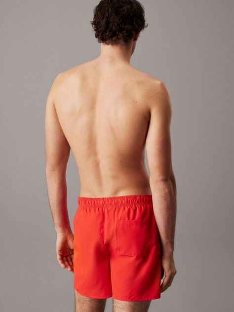 Red Medium Drawstring Swim Shorts - CK Monogram  Men