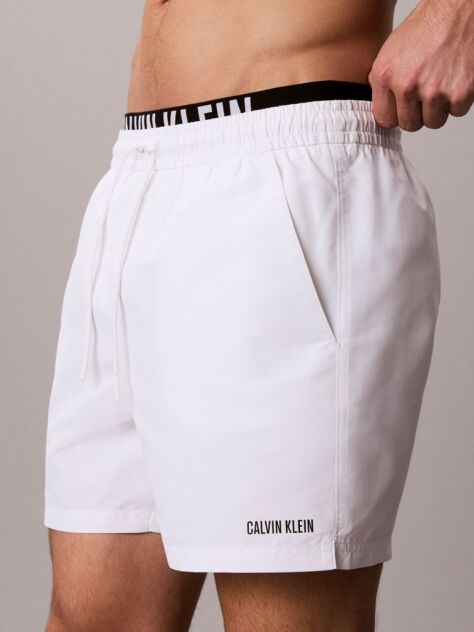 White Double Waistband Swim Shorts - Intense Power  Men