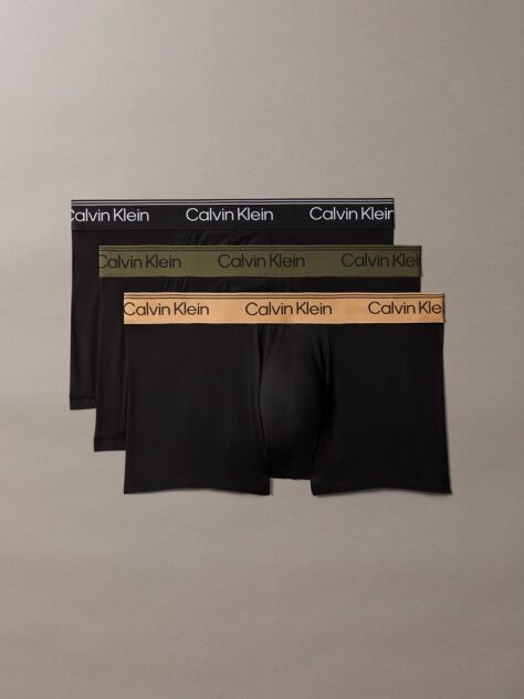 Black 3 Pack Low Rise Trunks - Microfibre Stretch  Men