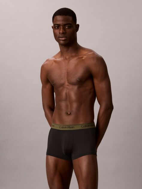 Black 3 Pack Low Rise Trunks - Microfibre Stretch  Men