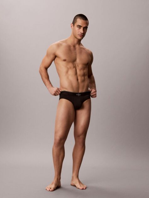 Black Graphic Monogram Cotton Stretch Briefs  Men