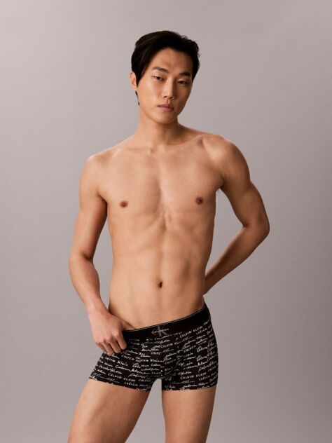 Black Low Rise Trunks - Graphic Monogram Microfibre Stretch  Men