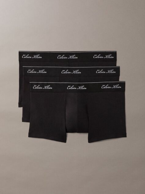 Black 3 Pack Low Rise Trunks - Icon Cotton Stretch  Men