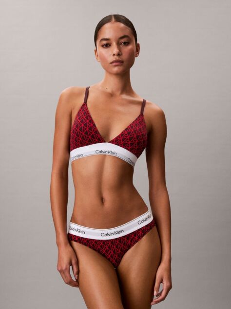 Red Lightly Lined Triangle Bralette - Icon Cotton Modal  Women