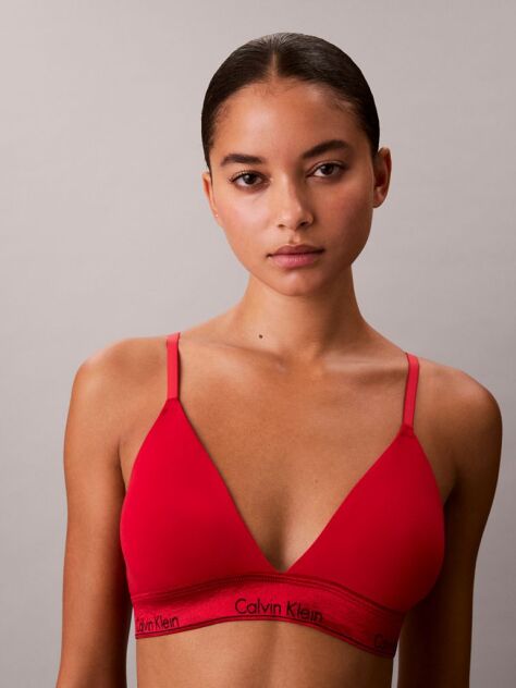 Red Lightly Lined Triangle Bralette - Icon Cotton Modal  Women