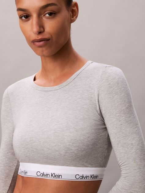 Γκρι Μακρυμάνικο T-shirt Bralette - Icon Cotton Modal  Γυναίκα