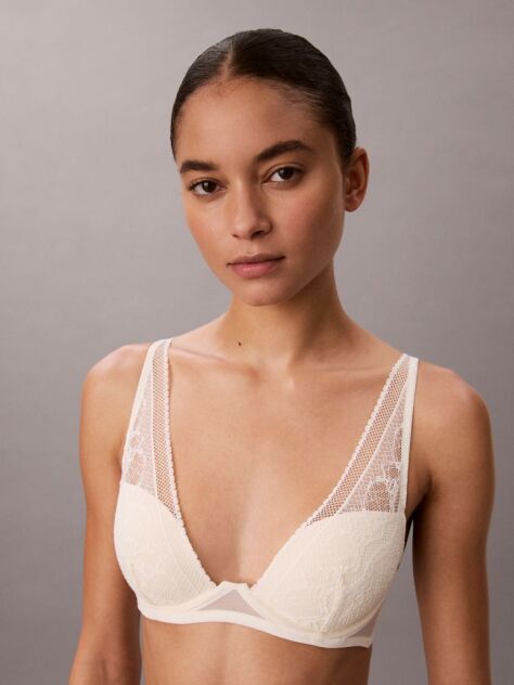 Λευκό Σουτιέν Plunge Με Ελαφριά Επένδυση - Signature Stretch Lace  Γυναίκα