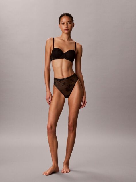 Black High Leg Thong - Icon Lace  Women