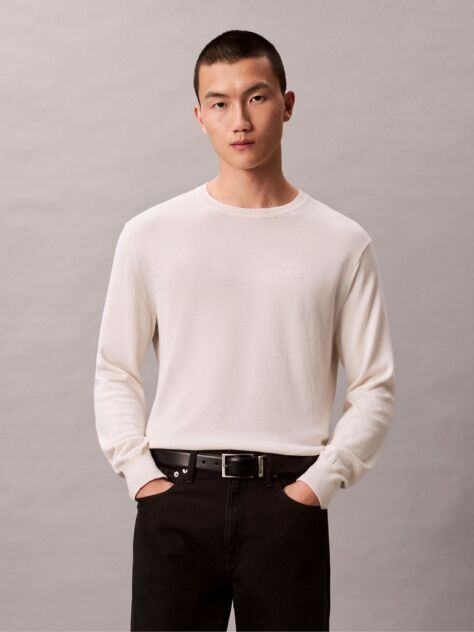 Beige Cotton Jumper  Men