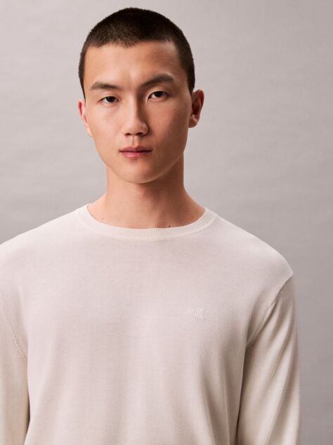 Beige Cotton Jumper  Men