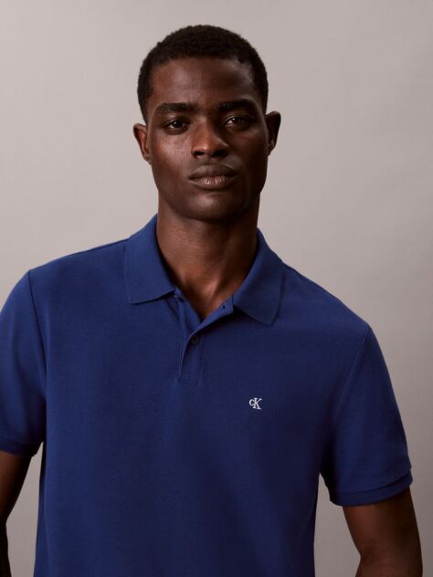 Blue Cotton Piqué Polo Shirt  Men