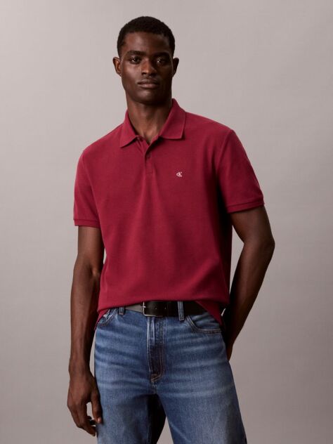 Κόκκινο Polo T-Shirt Από Βαμβάκι Πικέ  Άνδρας
