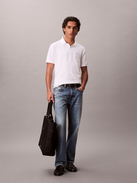 White Cotton Piqué Polo Shirt  Men