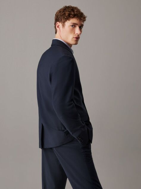 Blue Slim Wool Blend Blazer  Men
