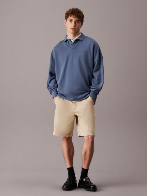 Μπεζ Chino Βερμούδα Από Μαλακό Twill  Άνδρας