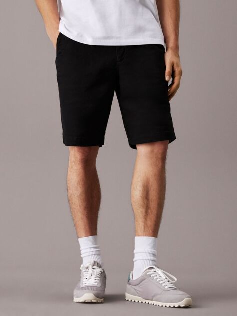 Μαύρο Chino Βερμούδα Από Μαλακό Twill  Άνδρας