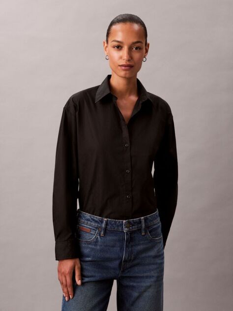 Black Logo Perfect Button-Down Shirt  Women