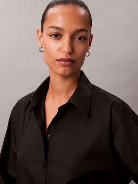 Black Logo Perfect Button-Down Shirt  Women