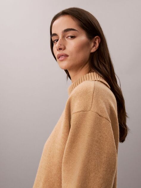 Brown Wool Turtleneck Jumper  Women
