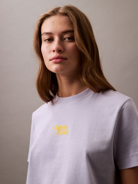 Μοβ T-shirt Με Λογότυπο  Γυναίκα
