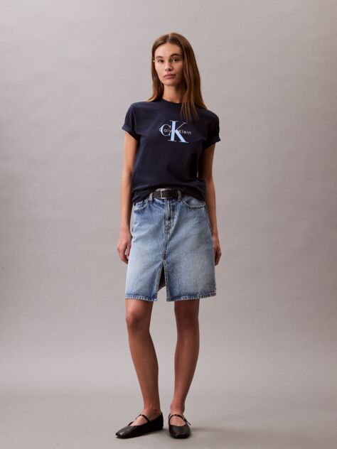 Blue Monogram Logo Tee  Women