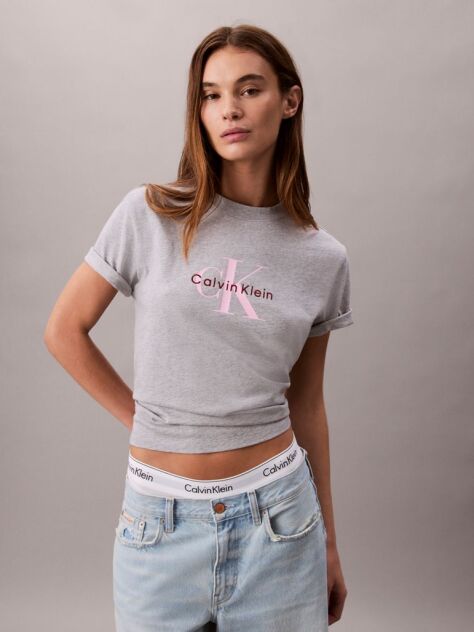 Γκρι T-Shirt Με Λογότυπο  Γυναίκα