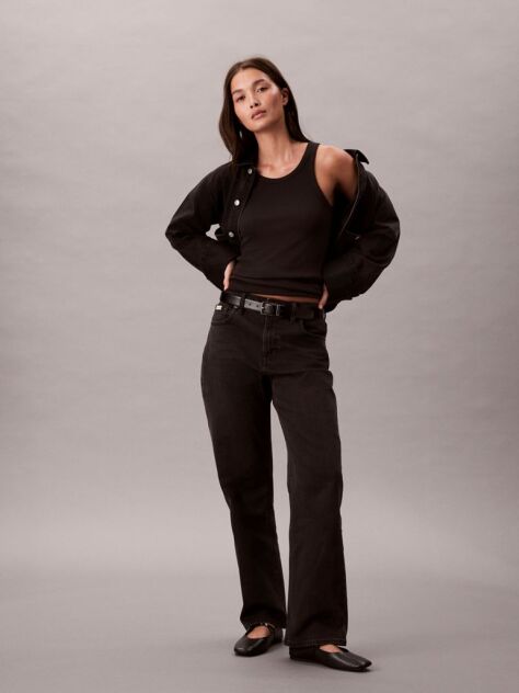 Black High Rise Straight Jeans  Women