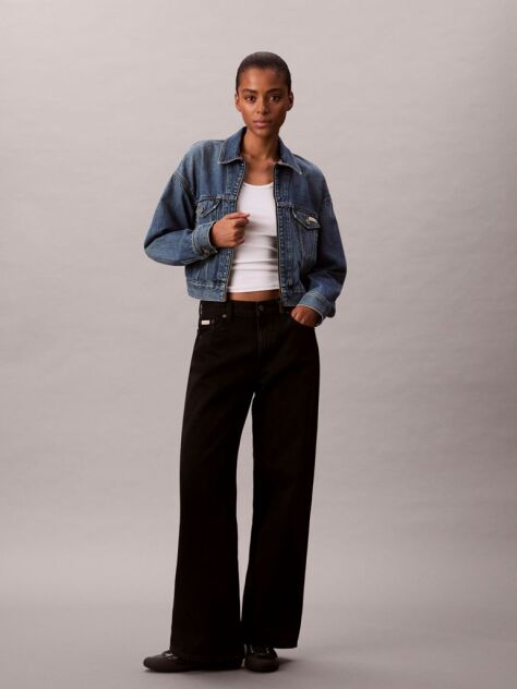 Denim Cropped Denim Τζάκετ Με Φερμουάρ  Γυναίκα