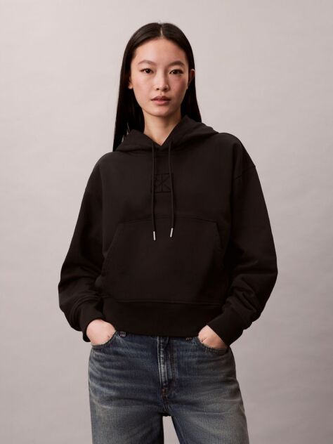 Μαύρο Άνετο Hoodie Από Premium Terry  Γυναίκα