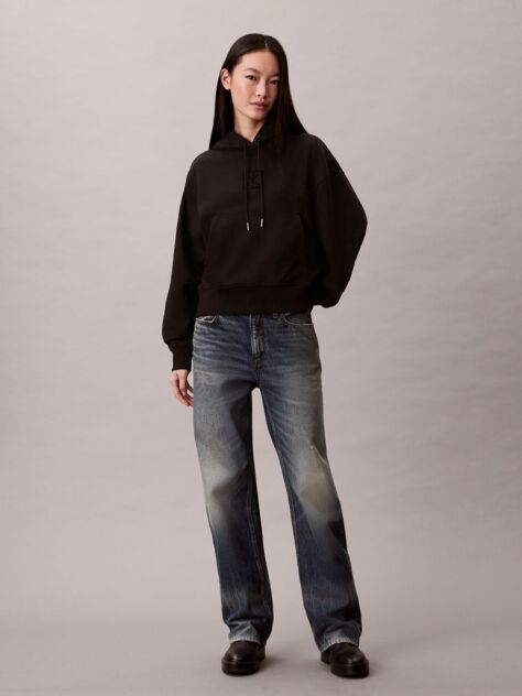 Μαύρο Άνετο Hoodie Από Premium Terry  Γυναίκα