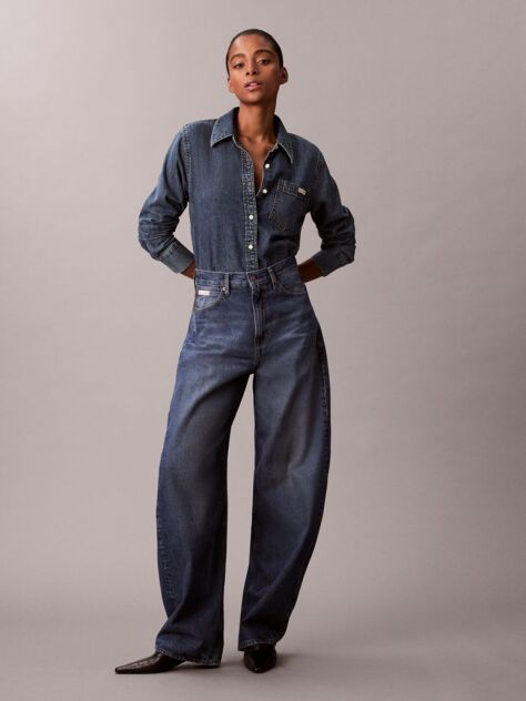 Denim High Rise Barrel Jeans  Women