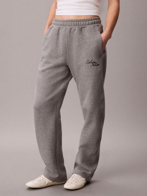 Grey Cotton Fleece Wide Barrel Joggers  Women