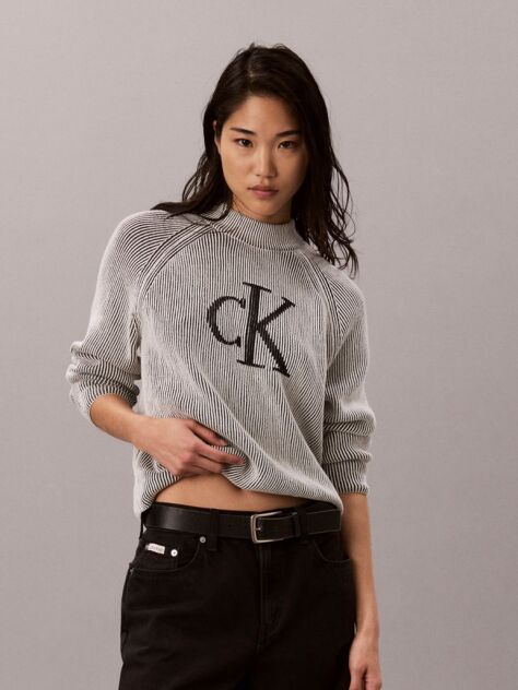 Black Monogram Graphic Ribbed Jumper  Women