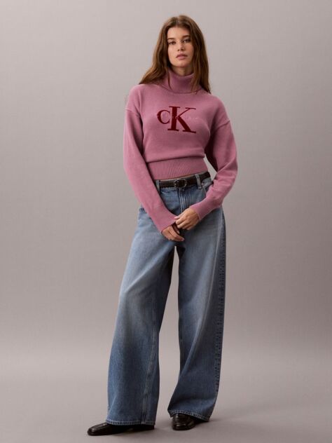 Pink Monologo Turtleneck Jumper  Women