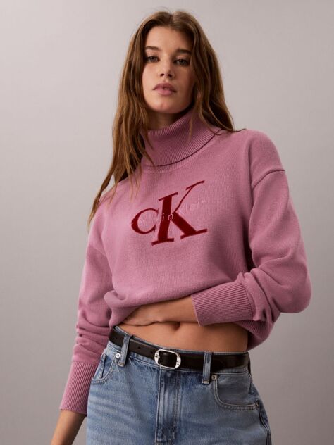 Pink Monologo Turtleneck Jumper  Women