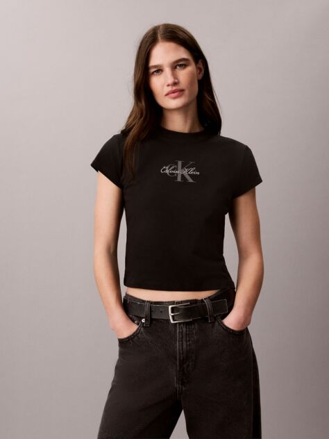 Black Monologo Baby Tee  Women