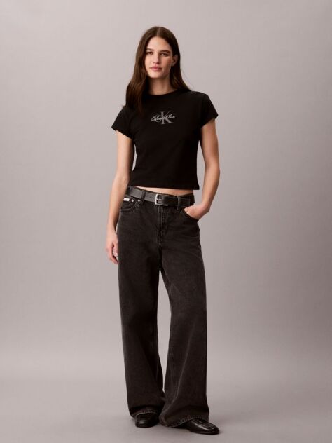 Black Monologo Baby Tee  Women
